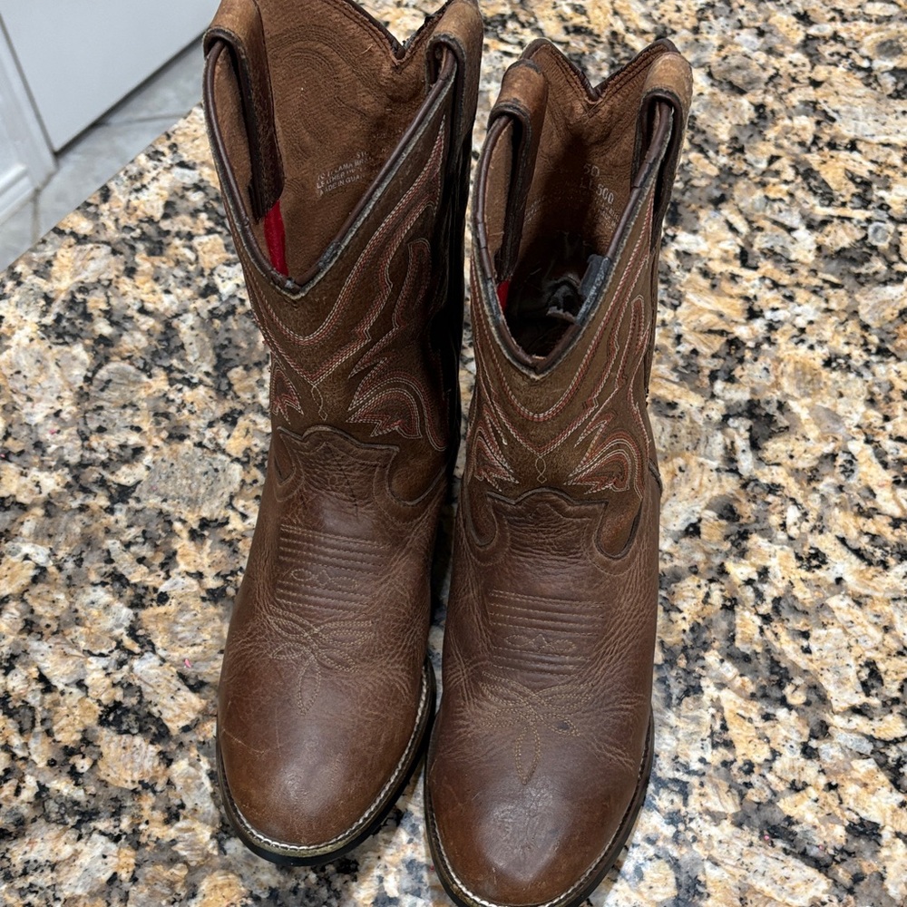 Tony Lama Brown Kids Western Cowboy Boots